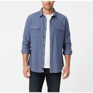 Carbon 2 Cobalt Men's Button Up Shirt Blue Purple Rainbow Thread Cotton Sz L